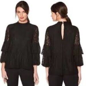 Women’s M Laundry by‎ Shelli Segal Black Lined Lace Blouse